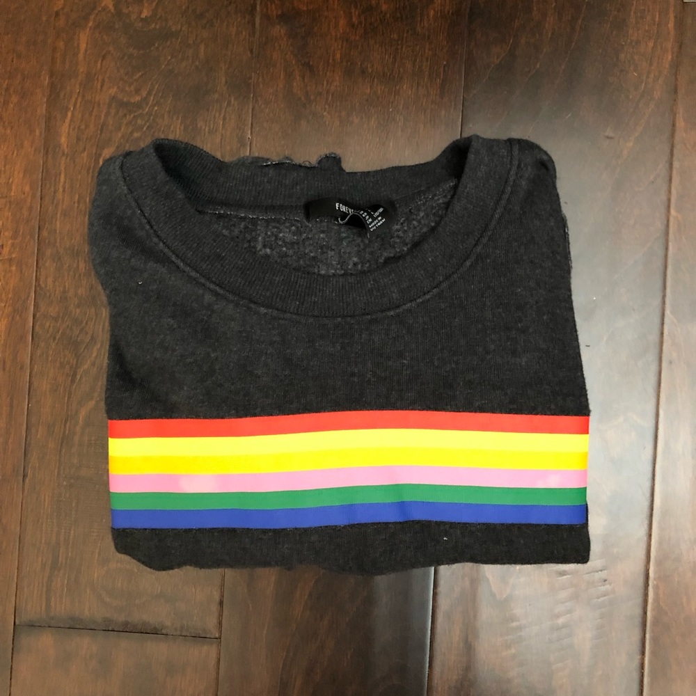 cropped rainbow strip hoodie